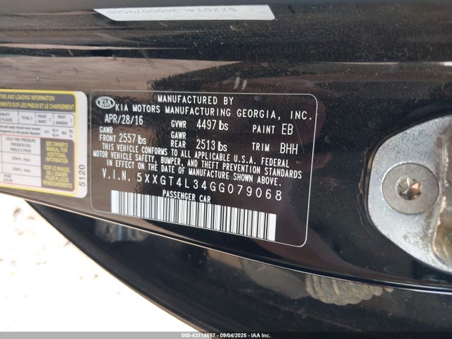 5XXGT4L34GG079068 KIA t-gdi theta ii