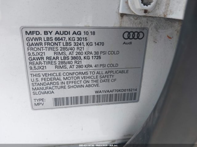 2019 AUDI Q7 WA1VAAF70KD015214 Photo 8