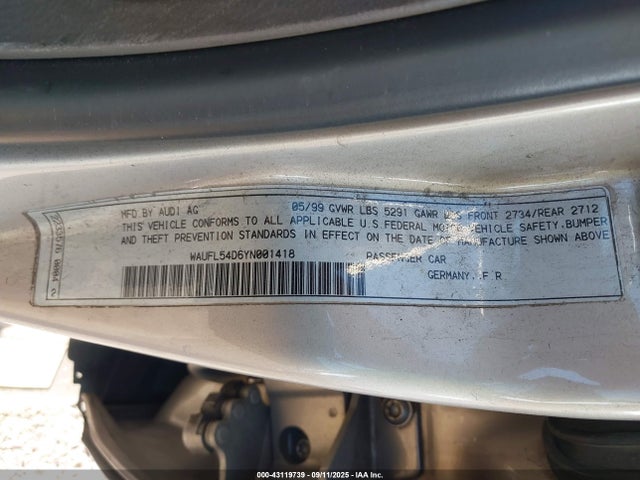 2000 AUDI A8 WAUFL54D6YN001418 Photo 8
