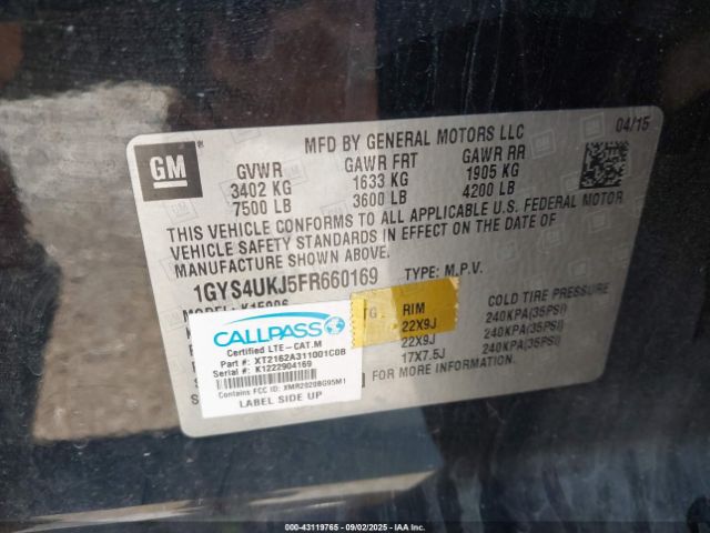 2015 CADILLAC ESCALADE ESV 1GYS4UKJ5FR660169 Photo 8