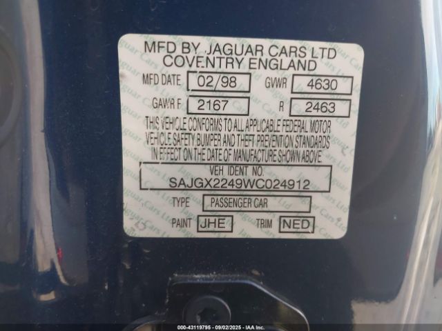 1998 JAGUAR XK8 SAJGX2249WC024912 Photo 8