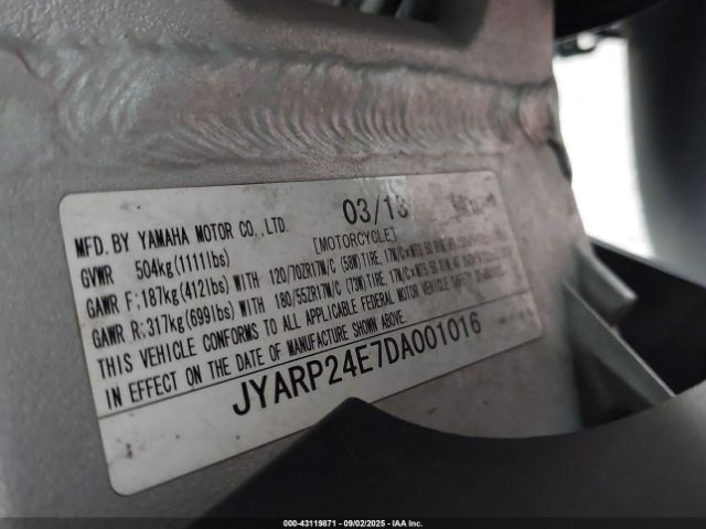 2013 YAMAHA FJR1300 JYARP24E7DA001016 Photo 8