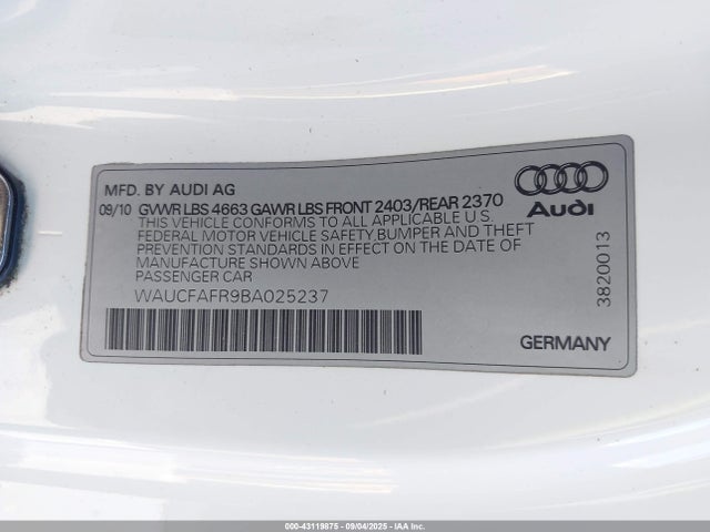 2011 AUDI A5 WAUCFAFR9BA025237 Photo 8