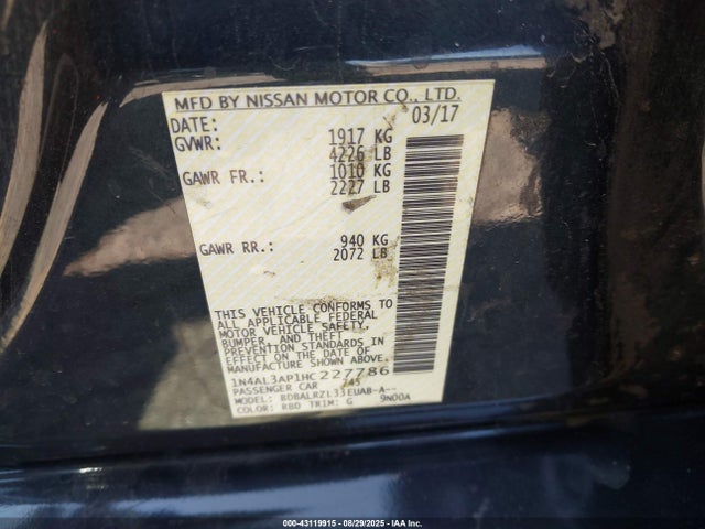 Nissan Altima 2017 1N4AL3AP1HC227786 Image 9
