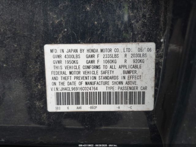 2006 ACURA TSX JH4CL96916C024764 Photo 8
