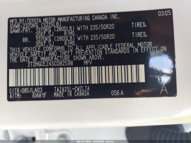 Lexus t24a-fts 2025 2T2HGCEZ4SC082598 Image 9