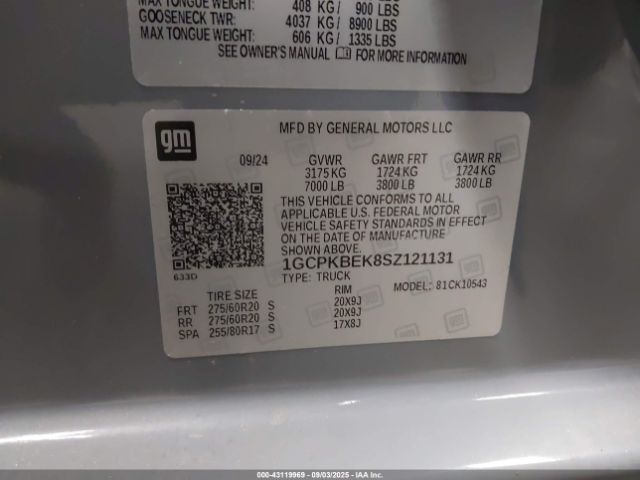 2025 CHEVROLET SILVERADO 1500 1GCPKBEK8SZ121131 Photo 8