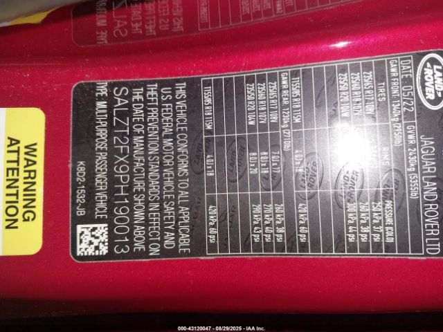 2023 LAND ROVER RANGE ROVER EVOQUE SALZT2FX9PH190013 Photo 8