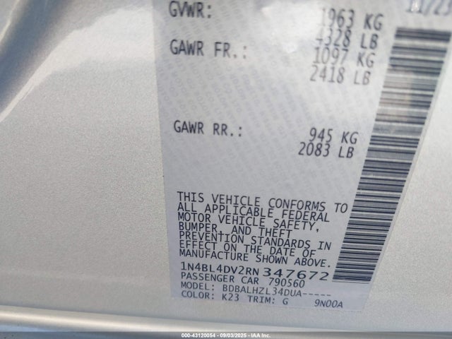 Nissan Altima 2024 1N4BL4DV2RN347672 Image 9