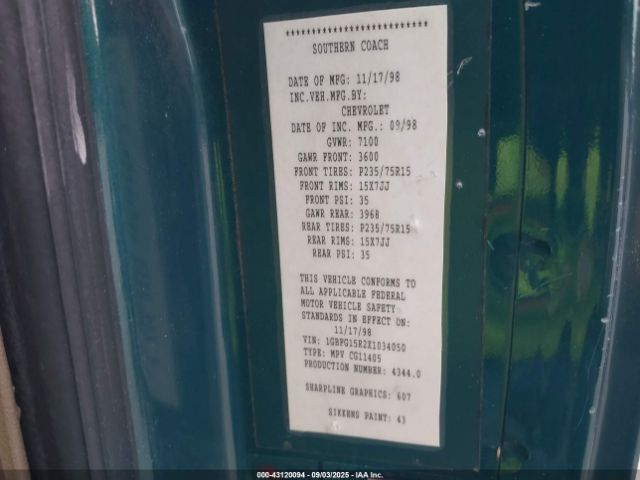1999 CHEVROLET EXPRESS 1GBFG15R2X1034050 Photo 8