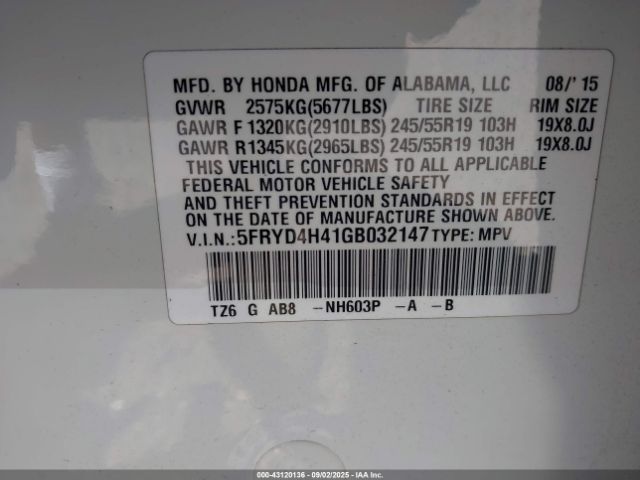 2016 ACURA MDX 5FRYD4H41GB032147 Photo 8