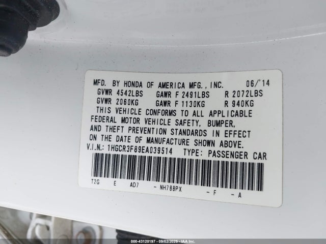 Honda j35y1 2014 1HGCR3F89EA039514 Image 9