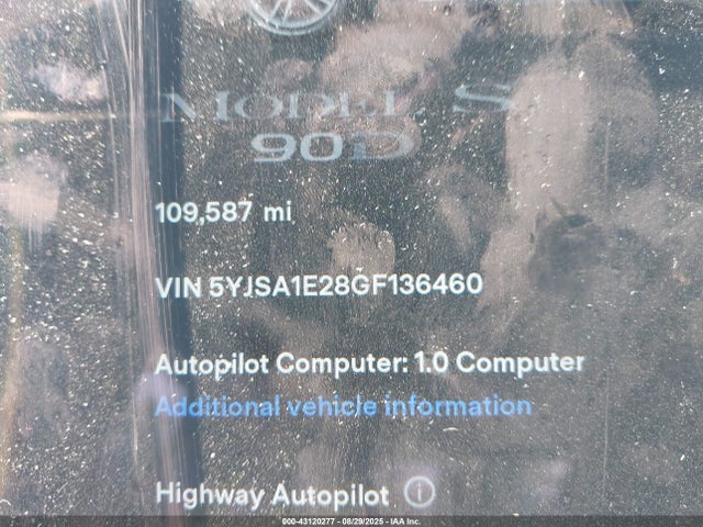 2016 TESLA MODEL S 5YJSA1E28GF136460 Photo 6