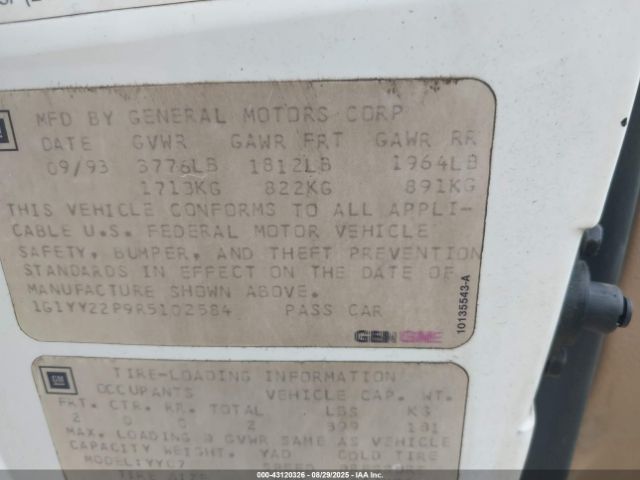 1994 CHEVROLET CORVETTE 1G1YY22P9R5102584 Photo 8