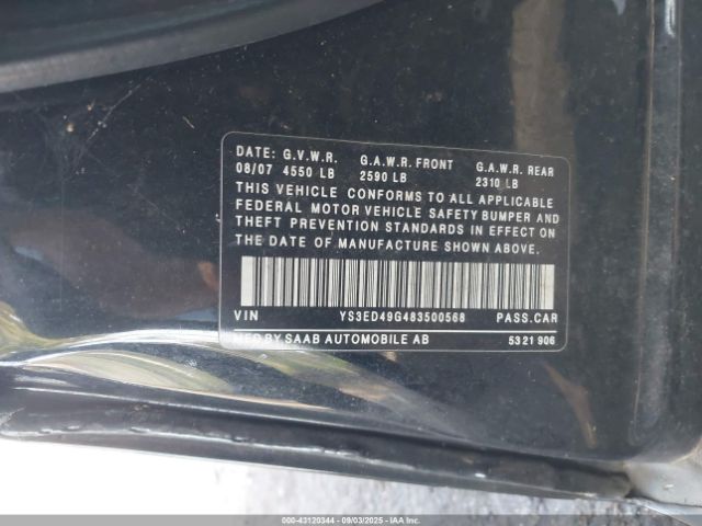 2008 SAAB 9-5 YS3ED49G483500568 Photo 8