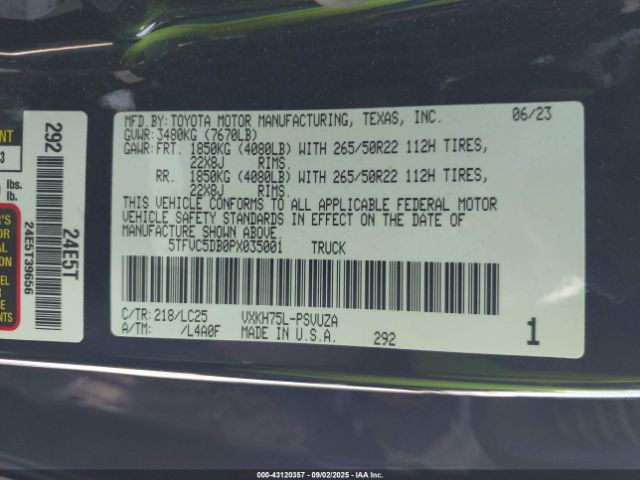 2023 TOYOTA TUNDRA HYBRID 5TFVC5DB0PX035001 Photo 8