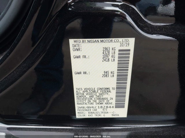 Nissan 2020 2020 1N4BL4BV4LC182844 Image 9