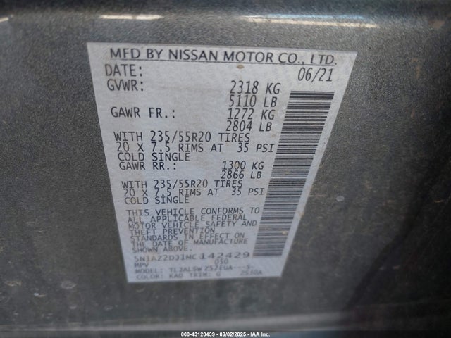 5N1AZ2DJ1MC142429 Nissan 2021