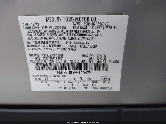 1FAHP2D85EG145422 Ford 2014