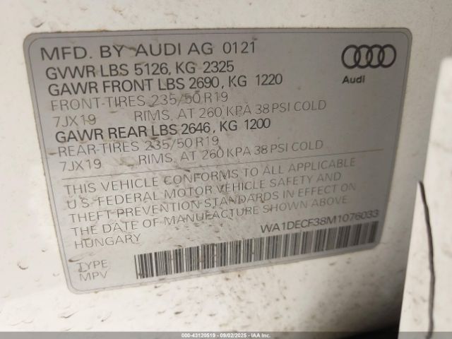 2021 AUDI Q3 WA1DECF38M1076033 Photo 8