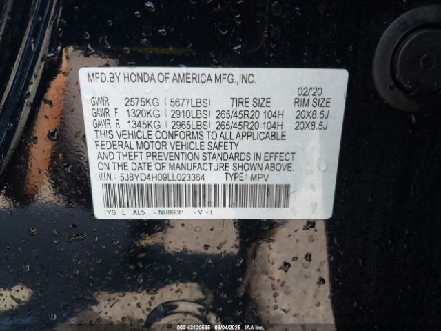 2020 ACURA MDX 5J8YD4H09LL023364 Photo 8