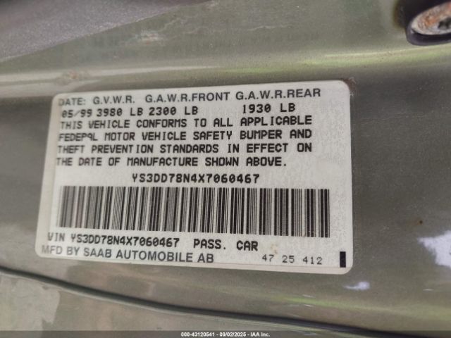 1999 SAAB 9-3 YS3DD78N4X7060467 Photo 8