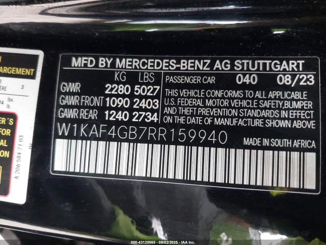 W1KAF4GB7RR159940 Mercedes-Benz m254