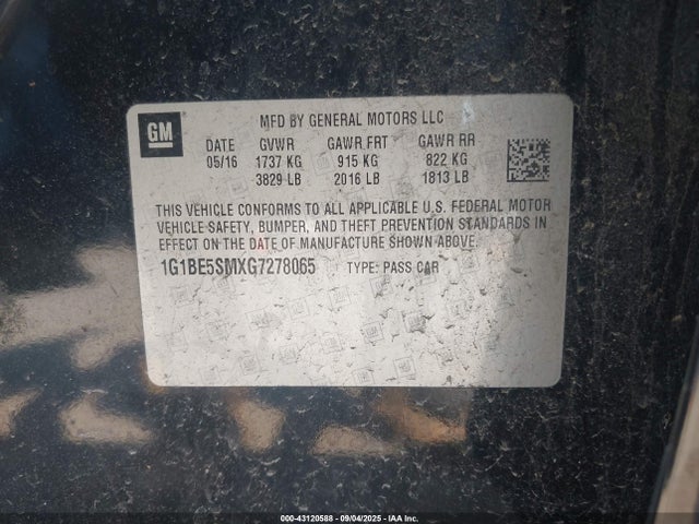 1G1BE5SMXG7278065 Chevrolet le2 - di: direct injection, alum, vvt, gen i, gmna