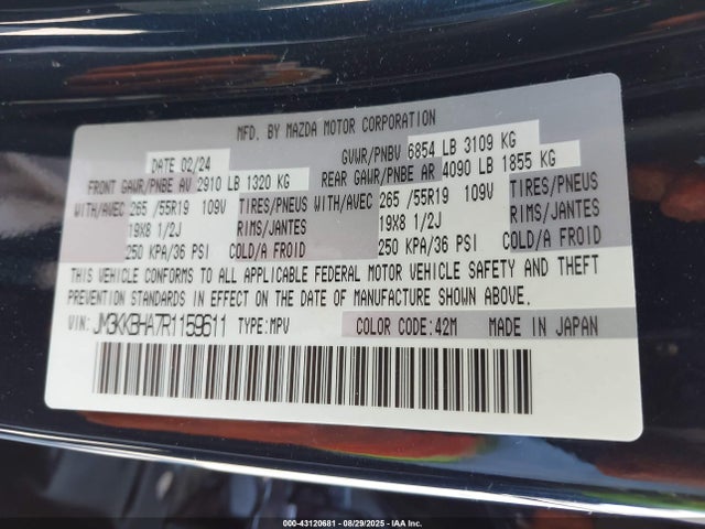 JM3KKBHA7R1159611 Mazda Cx-90 Phev Preferred