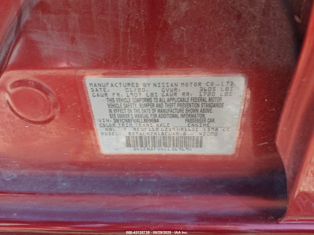 3N1CN8FV4LL869694 Nissan 2020