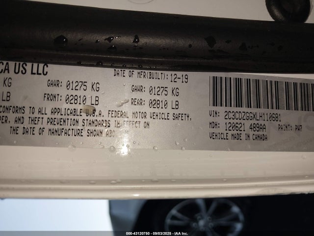 2C3CDZGGXLH110681 Dodge 2020