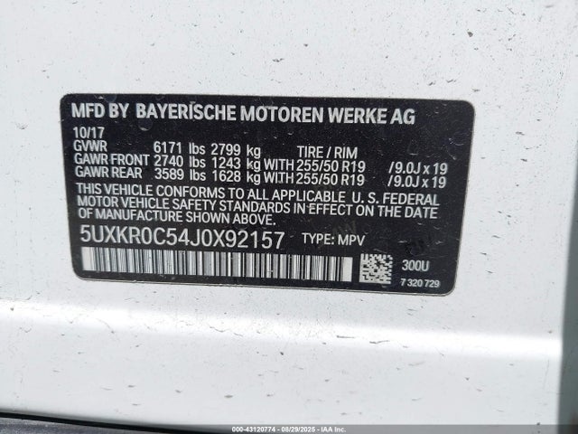 5UXKR0C54J0X92157 BMW X5