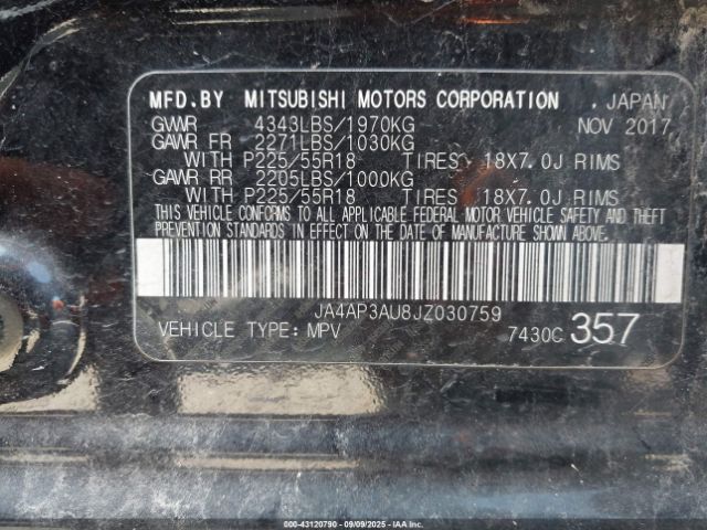 2018 MITSUBISHI OUTLANDER SPORT JA4AP3AU8JZ030759 Photo 8