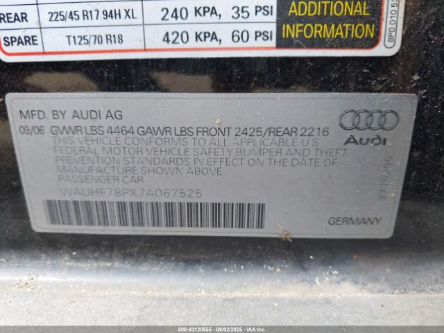 2007 AUDI A3 WAUHF78PX7A067525 Photo 8