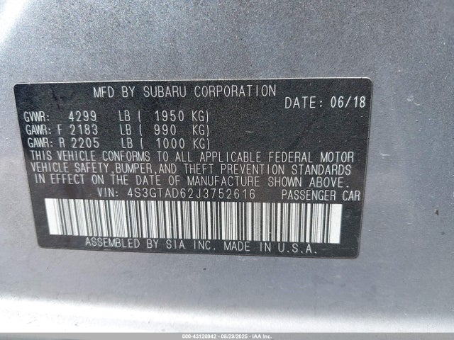 4S3GTAD62J3752616 Subaru Impreza