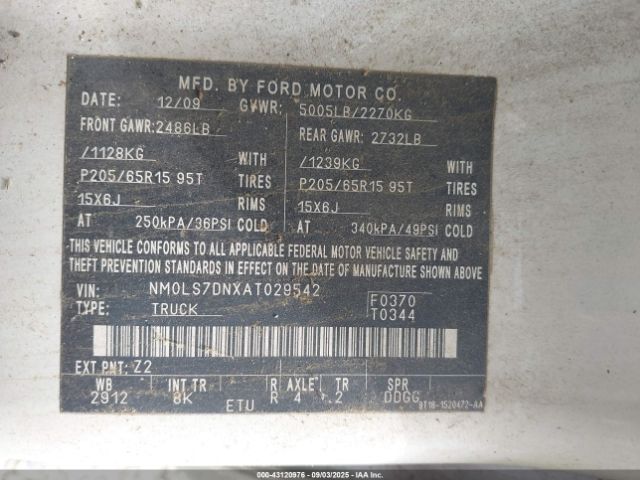 2010 FORD TRANSIT CONNECT NM0LS7DNXAT029542 Photo 8