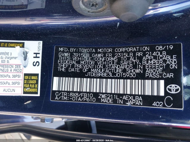 Toyota Corolla 2020 JTDEBRBE3LJ015930 Image 22