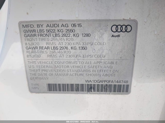 2015 AUDI Q5 WA1DGAFP0FA144748 Photo 8