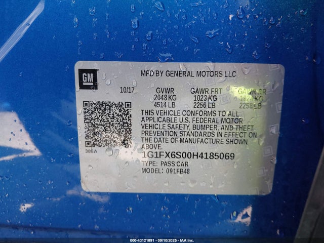 1G1FX6S00H4185069 Chevrolet BOLT EV