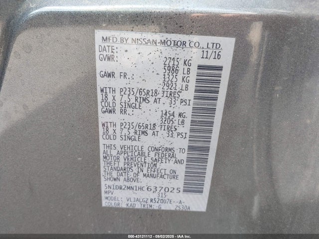 Nissan 2017 2017 5N1DR2MN1HC637025 Image 9