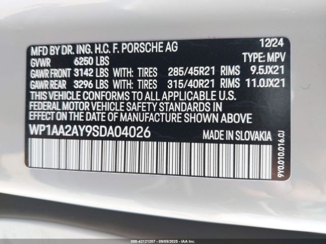 2025 PORSCHE CAYENNE WP1AA2AY9SDA04026 Photo 8