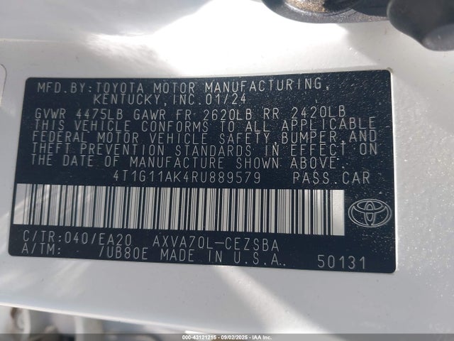 4T1G11AK4RU889579 Toyota a25a-fks
