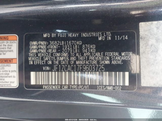 2015 SUBARU BRZ JF1ZCAC17F9603725 Photo 8