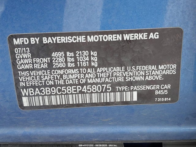 BMW 2014 2014 WBA3B9C58EP458075 Image 9