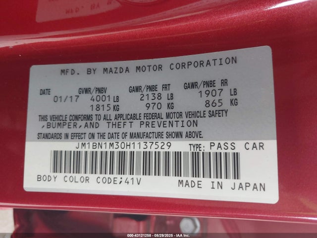 JM1BN1M30H1137529 Mazda py