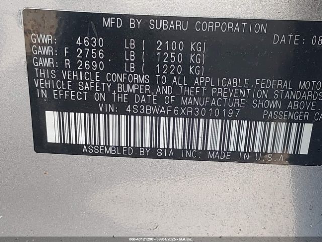 2024 SUBARU LEGACY 4S3BWAF6XR3010197 Photo 8