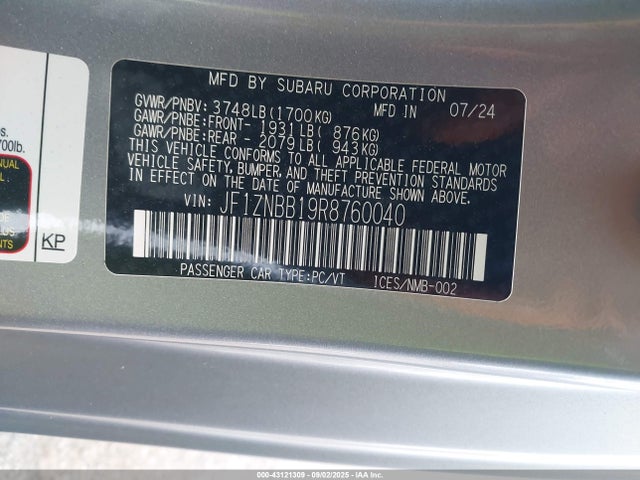 Toyota GR86 2024 JF1ZNBB19R8760040 Image 9