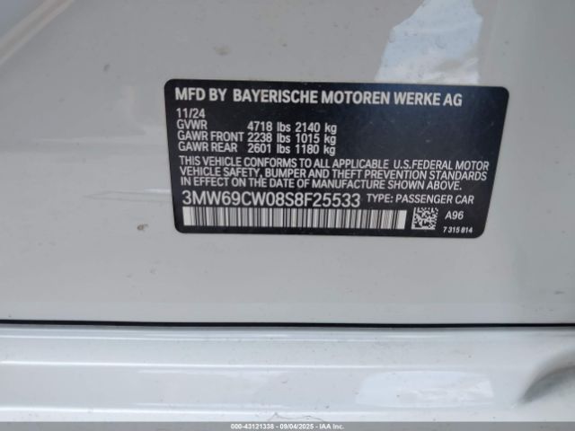 2025 BMW 3 SERIES 3MW69CW08S8F25533 Photo 8
