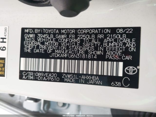 2022 TOYOTA PRIUS JTDKAMFU6N3181814 Photo 8