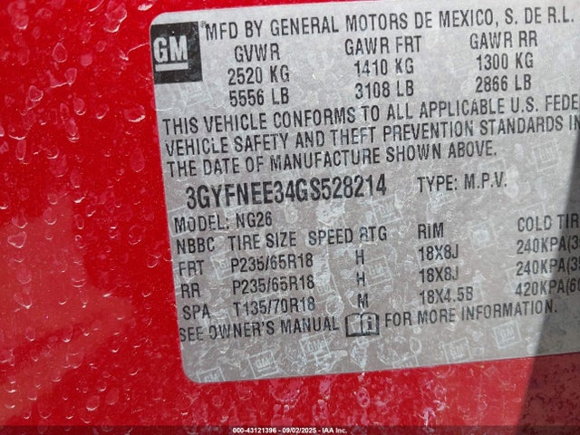 2016 CADILLAC SRX 3GYFNEE34GS528214 Photo 8